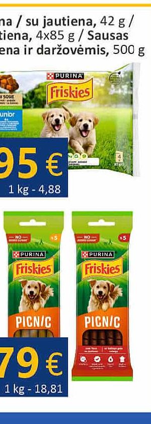 Užkandis šunims FRISKIES PICNIC su vištiena / su jautiena, 42 g