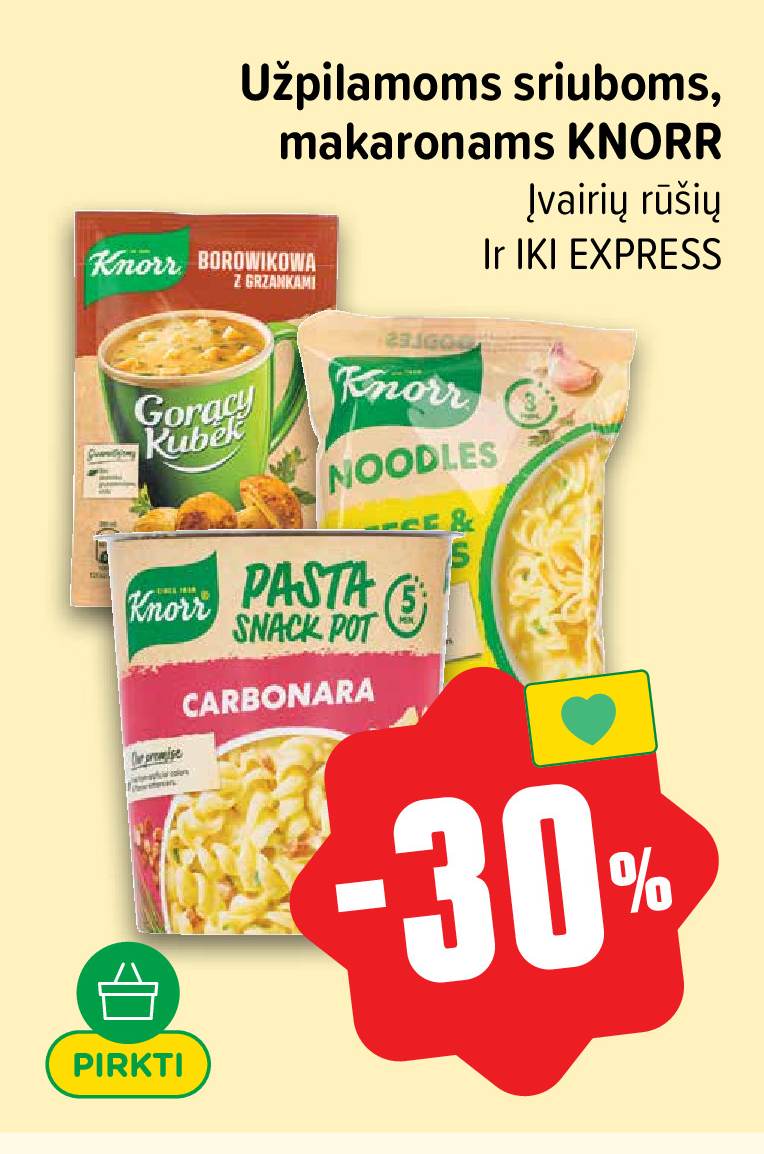 Užpilamoms sriuboms, makaronams KNORR