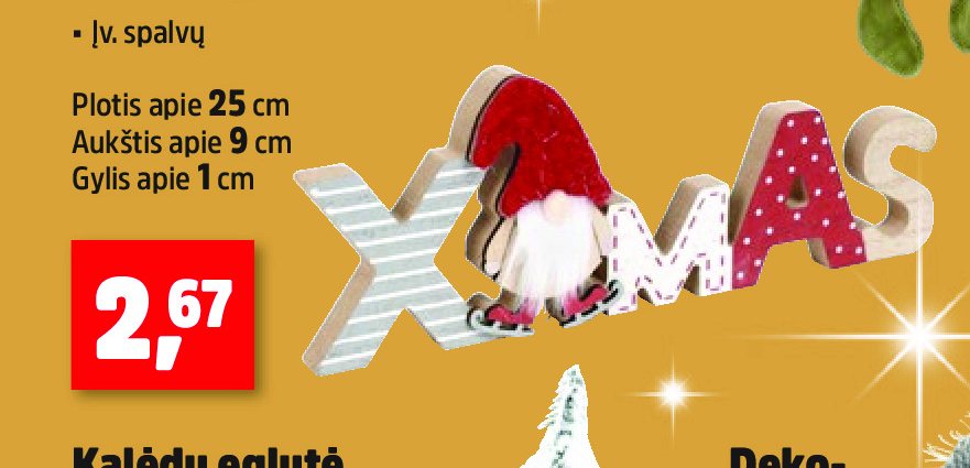 Užrašas „XMAS“, 25 cm