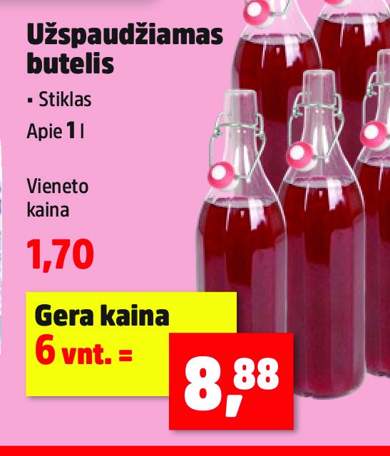 Užspaudžiamas butelis, 1 l