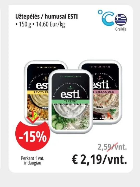 Užtepėlės / humusai ESTI, 150 g