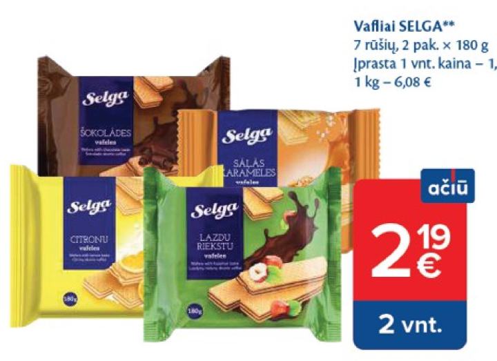 Vafliai SELGA, 2 pak.