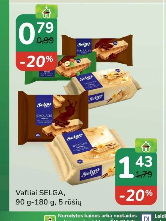 Vafliai SELGA, 90 g-180 g