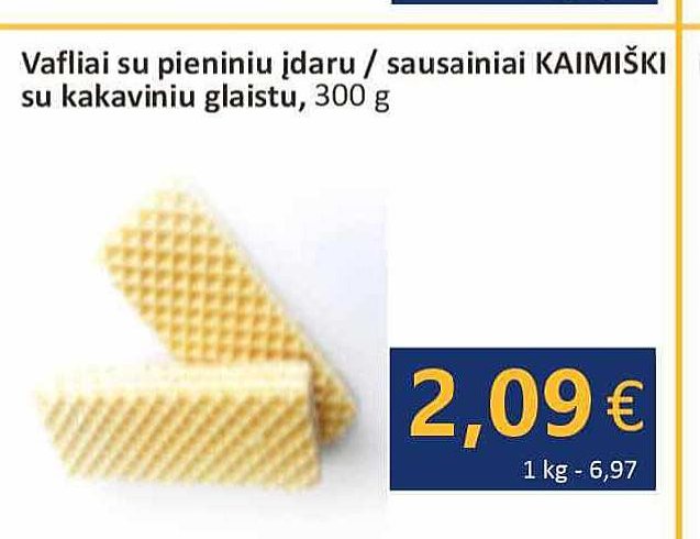 Vafliai su pieniniu įdaru, 300 g