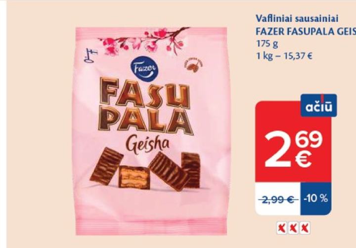 Vafliniai sausainiai FAZER FASUPALA GEISHA, 175 g