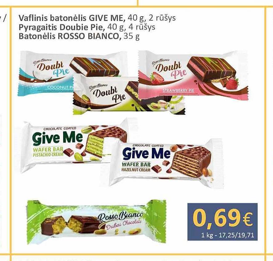 Vaflinis batonėlis GIVE ME, 40 g
