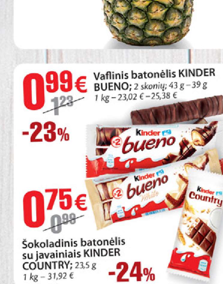 Vaflinis batonėlis KINDER BUENO, 43 g – 39 g