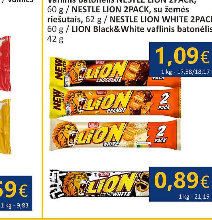 Vaflinis batonėlis NESTLE LION 2PACK, 62 g