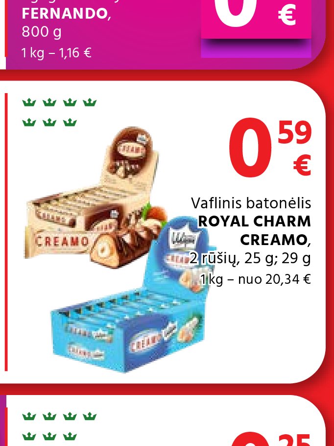 Vaflinis batonėlis ROYAL CHARM CREAMO, 25 g