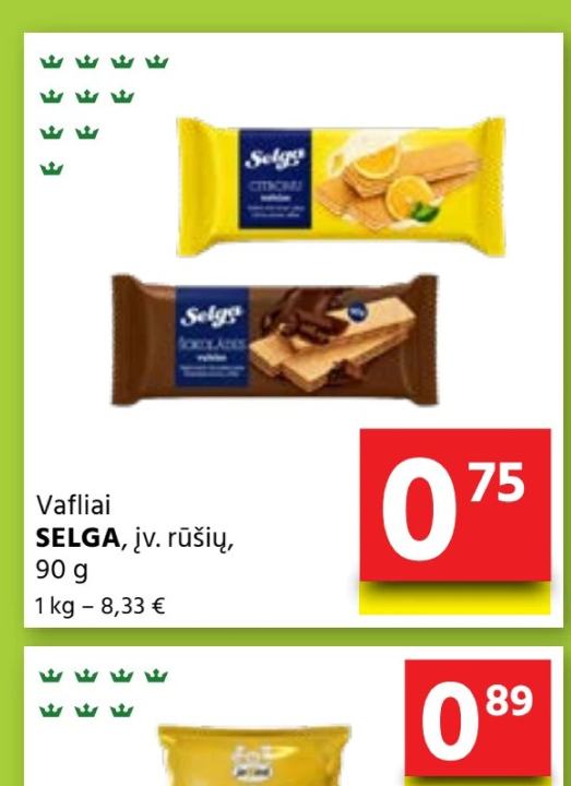 Vaflių SELGA, jv. rūšių, 90 g