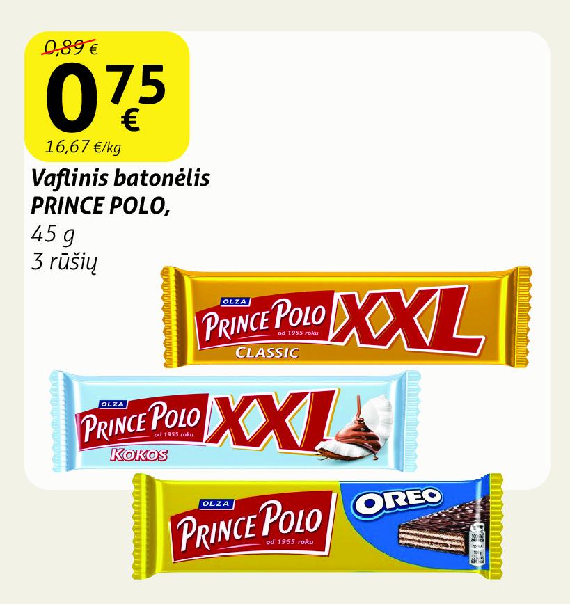 Vaftinis batonėlis PRINCE POLO, 45 g