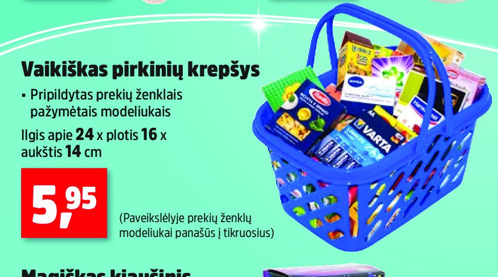 Vaikiškas pirkinių krepšys, 14 cm