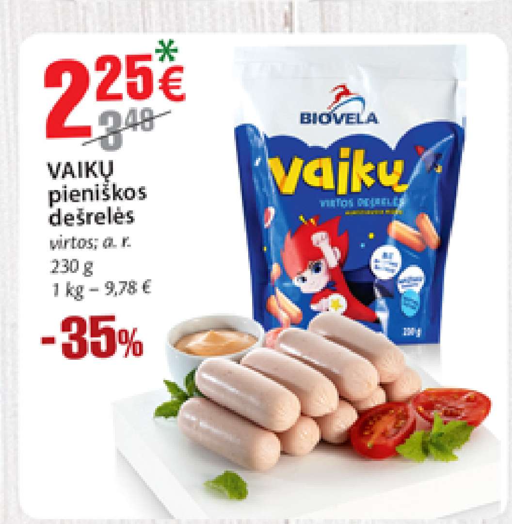 VAIKŲ pieniškos dešrelės, 230 g