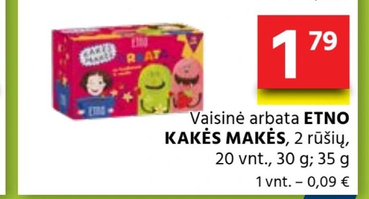 Vaisinė arbata ETNO KAKĖS MAKĖS, 20 vnt