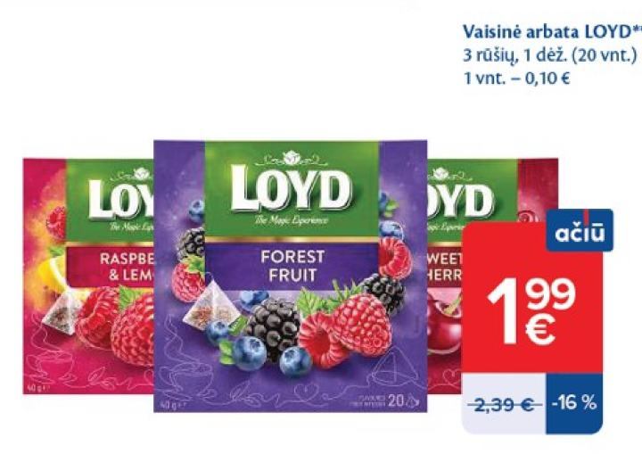 Vaisinė arbata LOYD, 1 dėž.