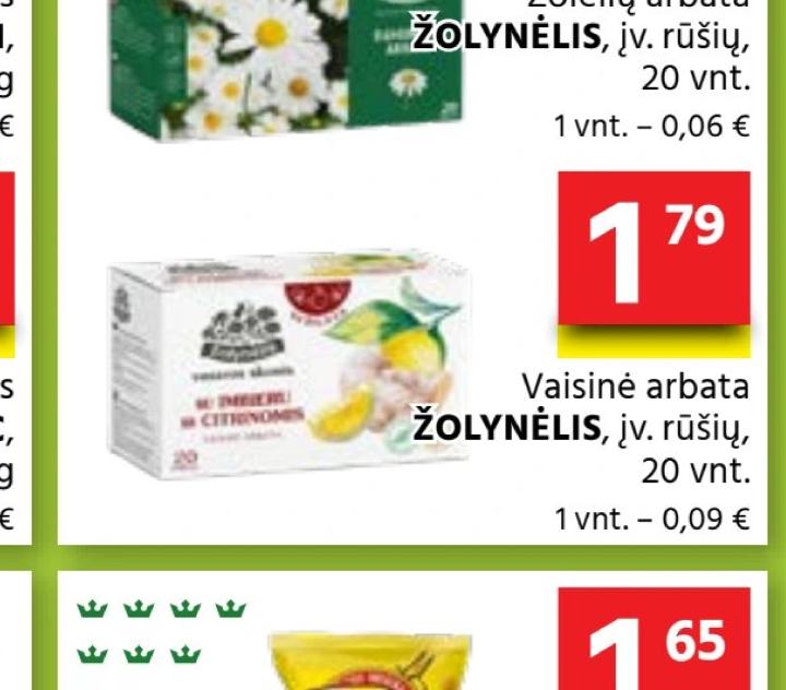 Vaisinė arbata ŽOLYNĖLIS, 20 vnt