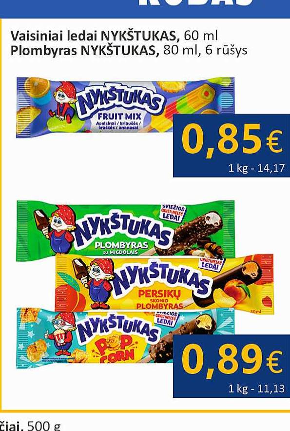 Vaisiniai ledai NYKŠTUKAS, 60 ml