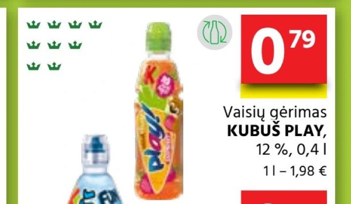 Vaisių gėrimas KUBUŠ PLAY, 0.4 l
