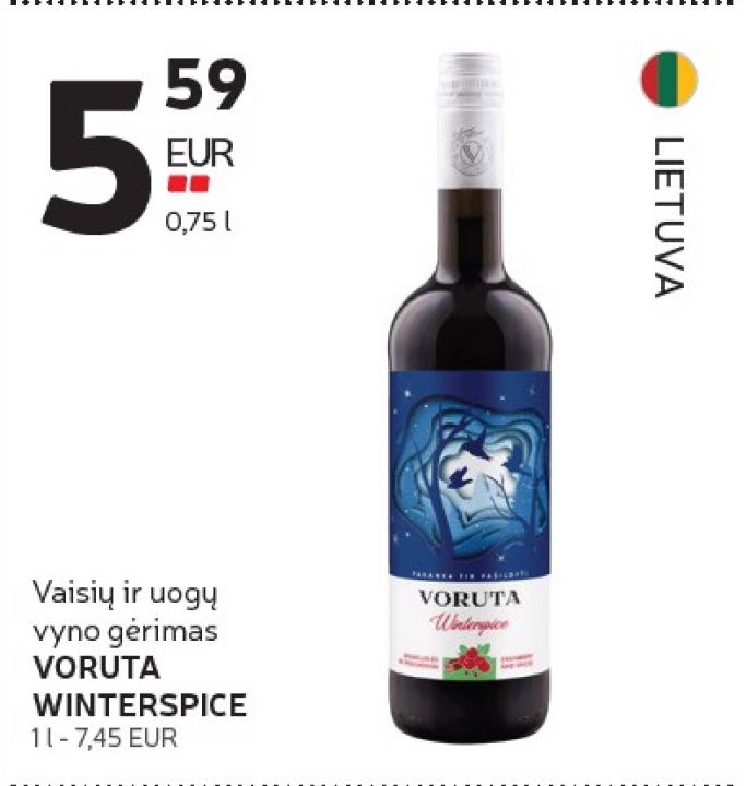 Vaisių ir uogų vyno gėrimas VORUTA WINTERSPICE, 0.75 l