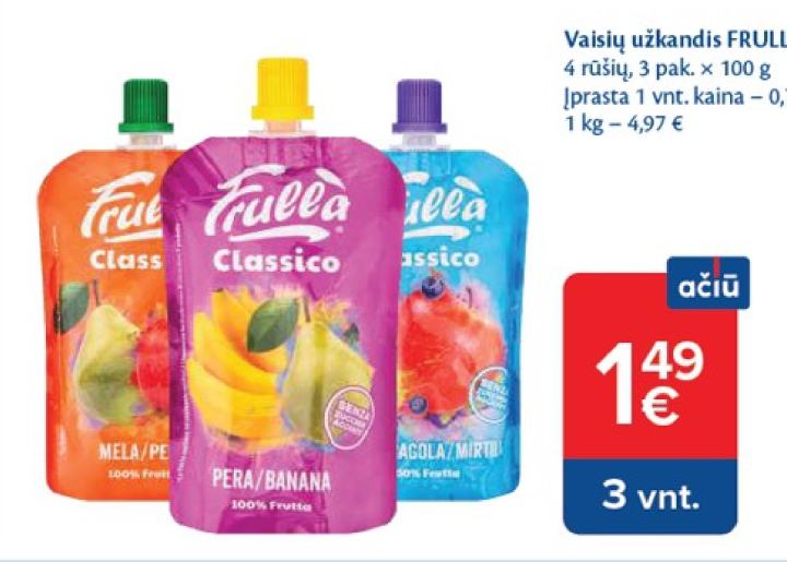Vaisių užkandis FRULLA, 3 pak.