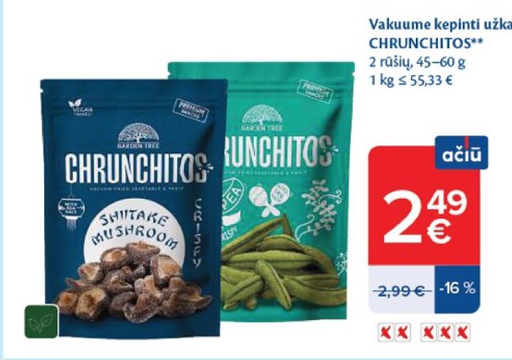 Vakuume kepinti užkandžiai CHRUNCHITOS, 60 g