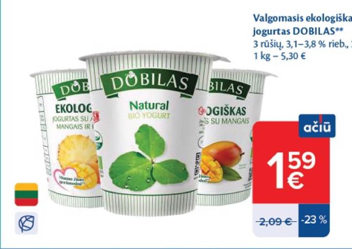 Valgomasis ekologiškas jogurtas DOBILAS, 300 g