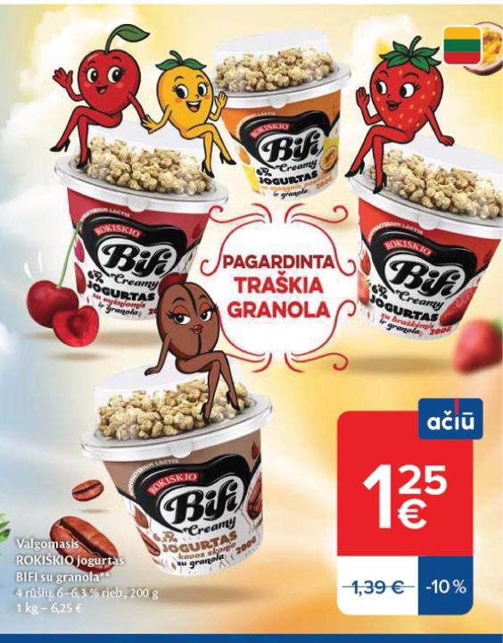 Valgomasis ROKIŠKIO jogurtas BIFI su granola, 200 g