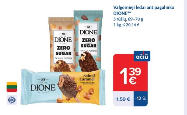 Valgomieji ledai ant pagaliuko DIONE, 70 g