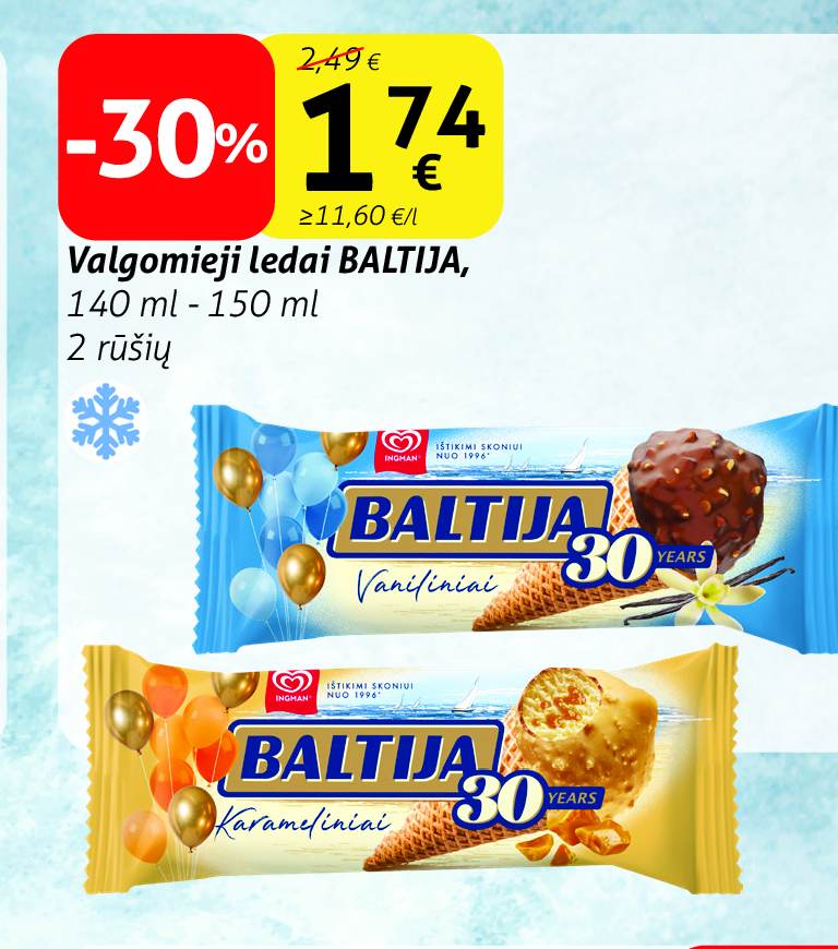 Valgomieji ledai BALTIJA, 140 ml - 150 ml