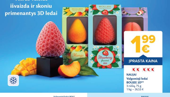 Valgomieji ledai BOUJEE 3D, 75 g