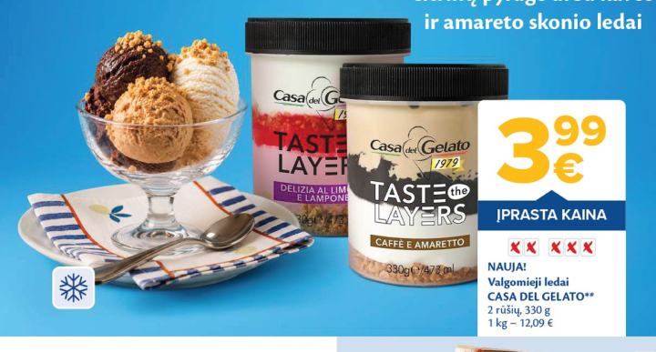 Valgomieji ledai CASA DEL GELATO, 330 g