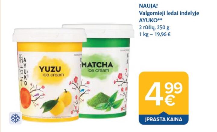 Valgomieji ledai indelyje AYUKO, 250 g
