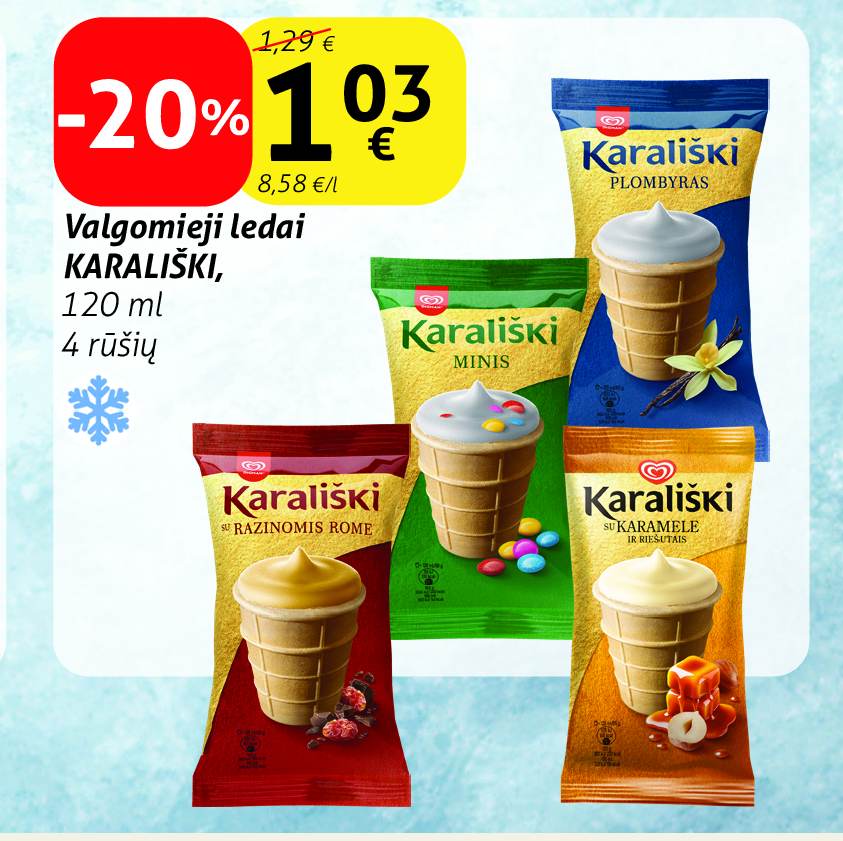 Valgomieji ledai KARALIŠKI, 120 ml