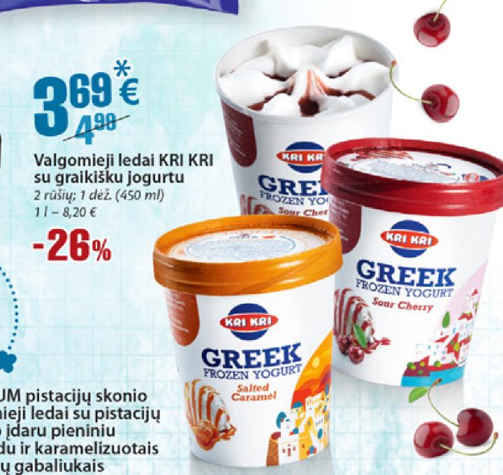 Valgomieji ledai KRI KRI su graikišku jogurtu, 450 ml