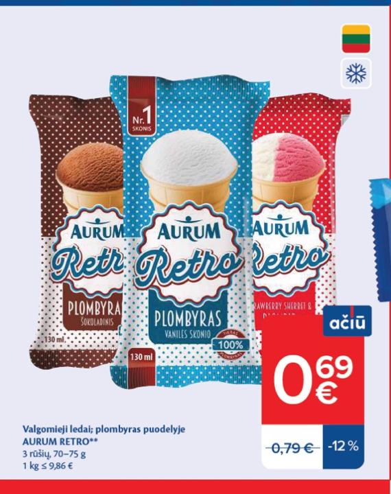 Valgomieji ledai; plombyras puodelyje AURUM RETRO, 75 g