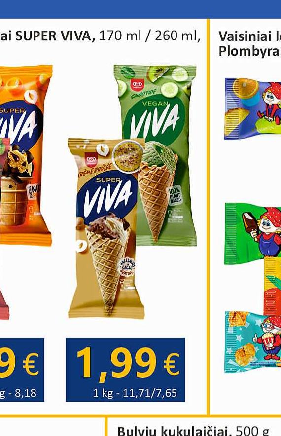 Valgomieji ledai SUPER VIVA, 170 ml