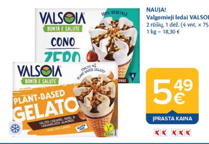 Valgomieji ledai VALSOIA, 75 g