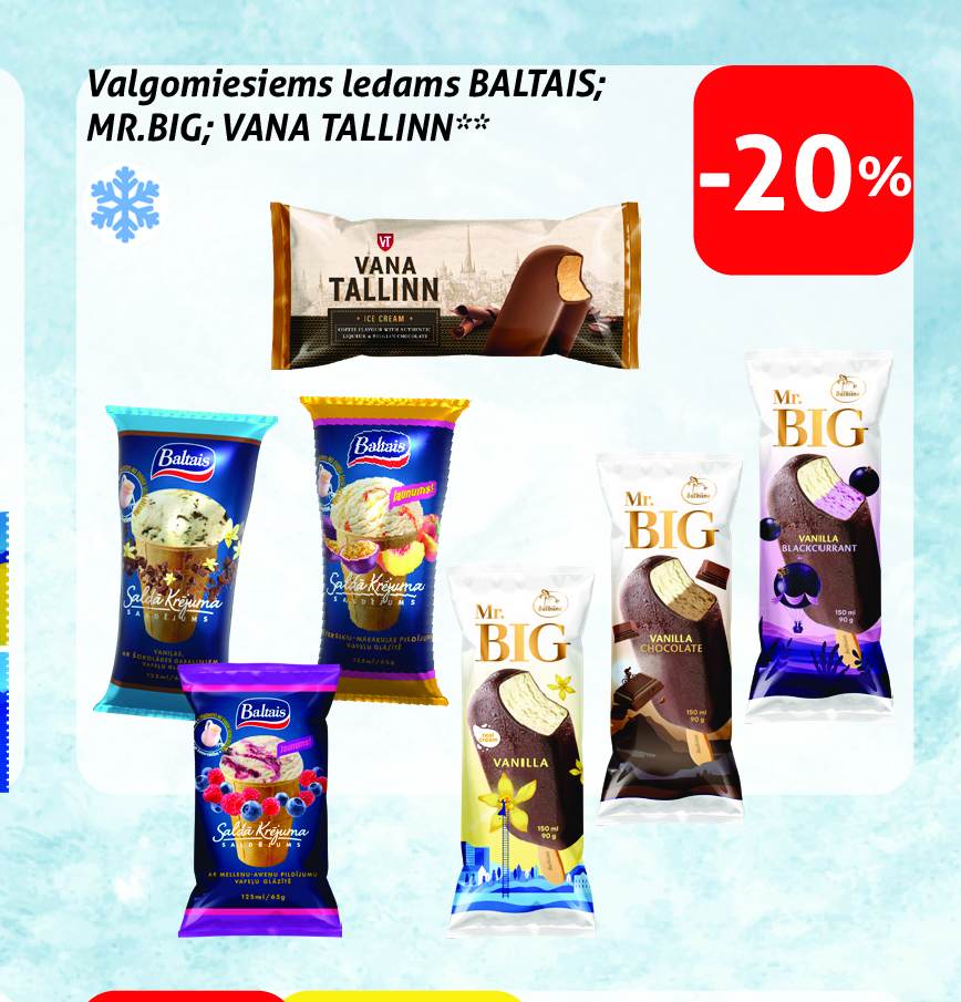 Valgomiesiems ledams BALTAIS; MR.BIG; VANA TALLINN