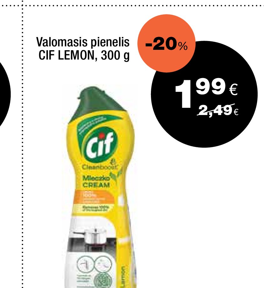 Valomasis pienelis CIF LEMON, 300 g
