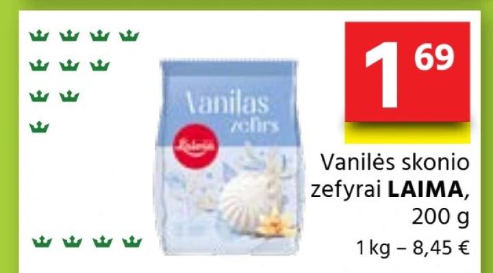 Vanilės skonio zefyrai LAIMA, 200 g