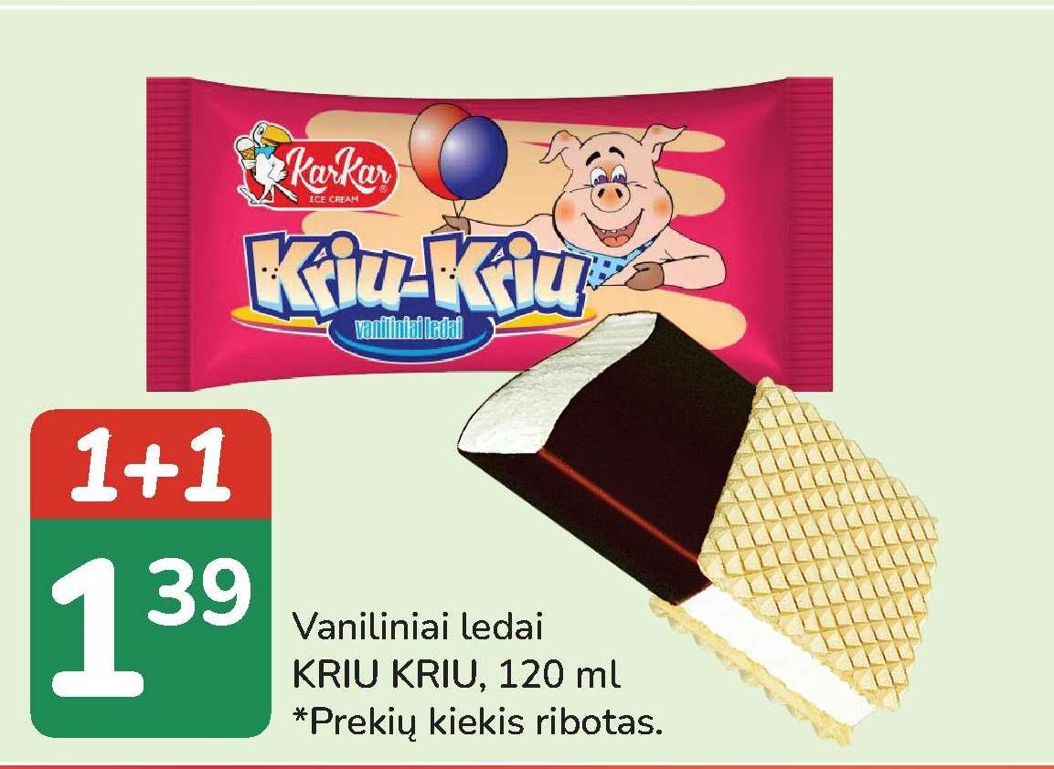 Vaniliniai ledai KRIU KRIU, 120 ml
