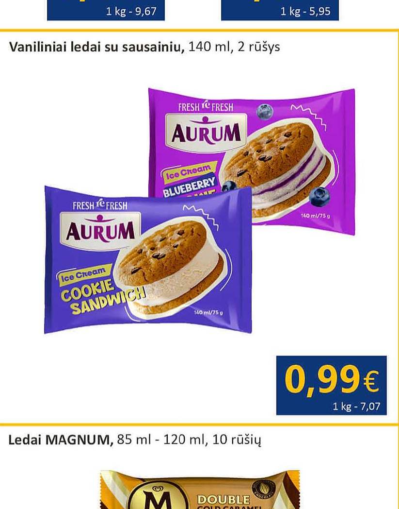 Vaniliniai ledai su sausainiu, 140 ml