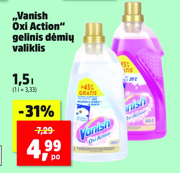 „Vanish Oxi Action“ gelinis dėmių valiklis, 1.5 l