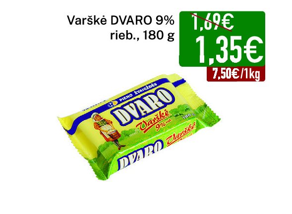 Varškė DVARO 9% rieb., 180 g