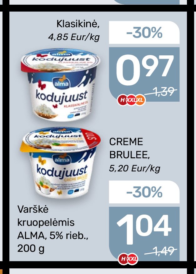 Varškė kruopelėmis ALMA CREME BRULEE, 200 g