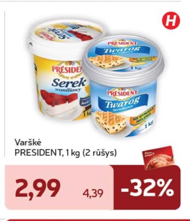 Varškė PRESIDENT, 1 kg