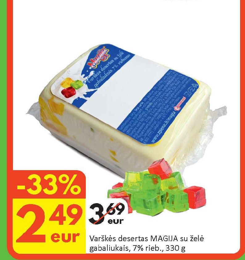Varškės desertas MAGIJA su želė gabaliukais, 330 g