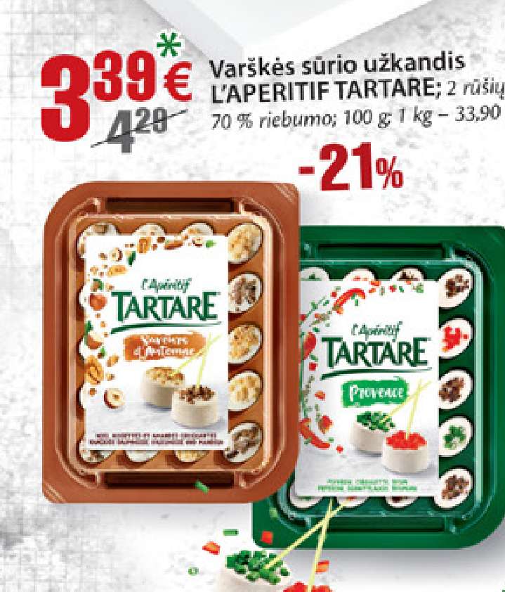 Varškės sūrio užkandis L'APERITIF TARTARE, 100 g