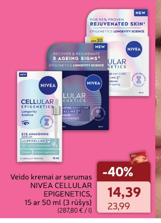 Veido kremai ar serumas NIVEA CELLULAR EPIGENETICS, 50 ml