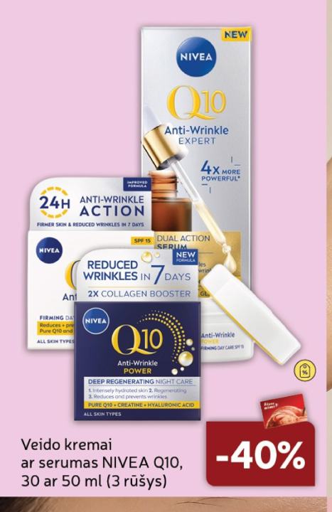 Veido kremai ar serumas NIVEA Q10, 50 ml